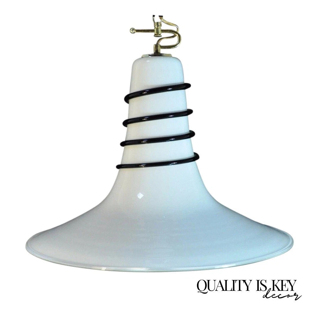 Vintage Mid Century Modern Murano Blown Glass Bell Pendant Chandelier Fixture