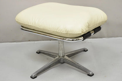 Vintage Directional Mid Century Modern Tubular Aluminum Base Swivel Ottoman