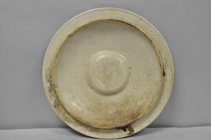 Antique American Primitive Salt Glazed Ceramic 15 Gallon Crock Pot Lid Cover