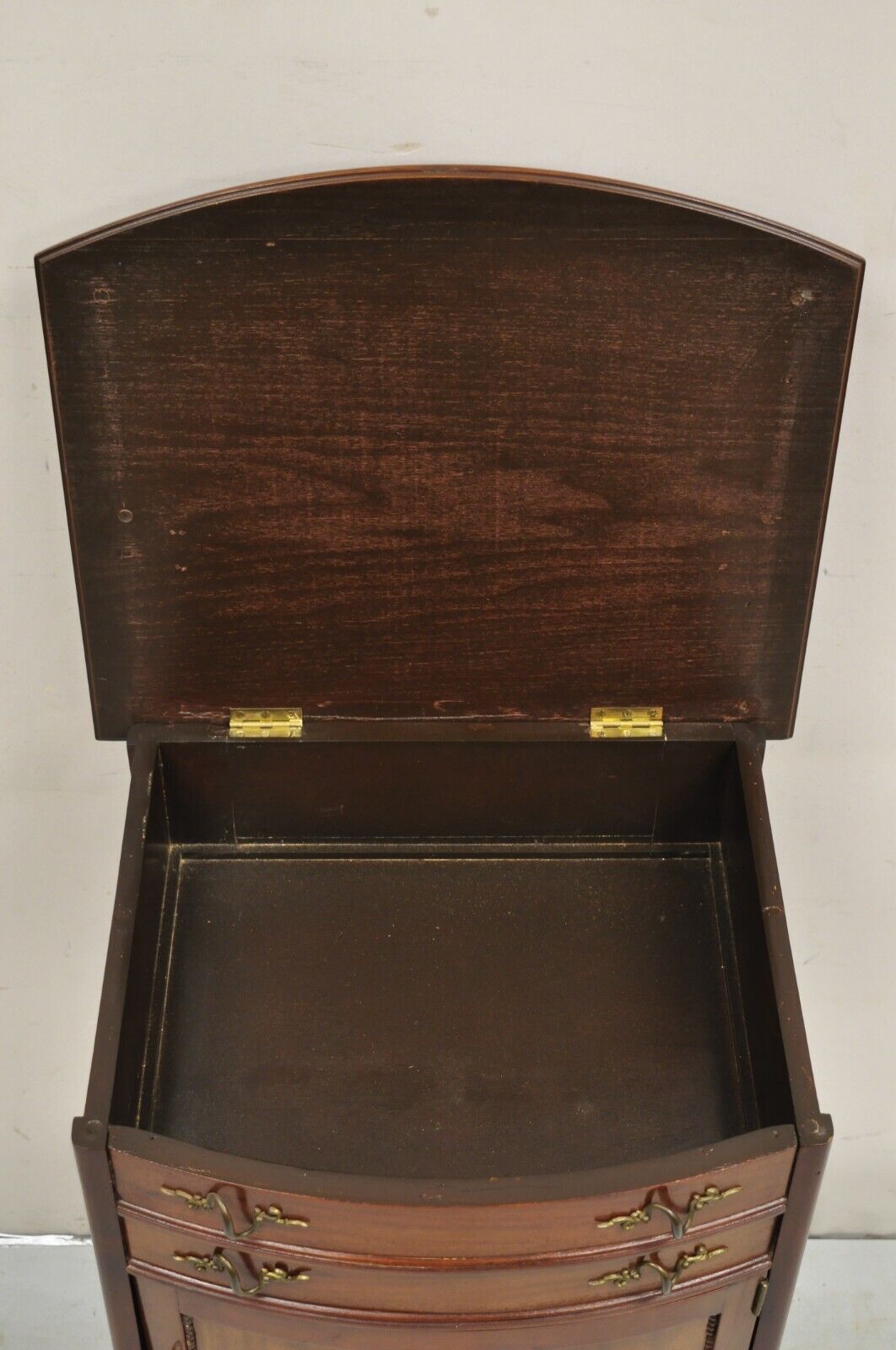 Antique Victorian Mahogany Lift Top Inlaid Nightstand Sewing Stand Side Table