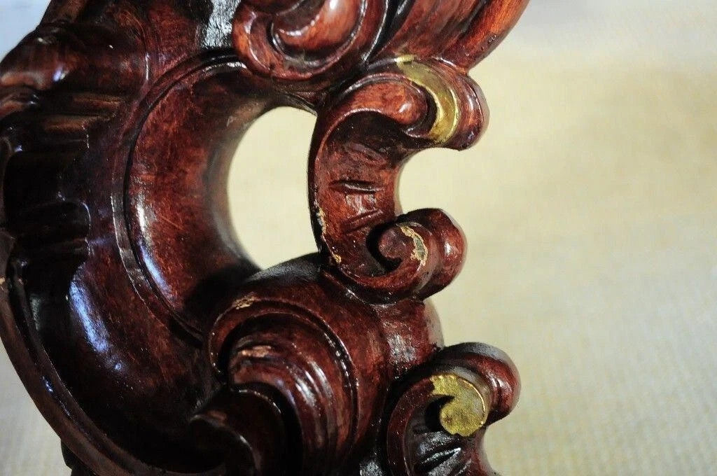 Vintage Mediterranean Style Carved Syroco Glass Top Round Low End Tables - Pair