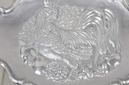 Vintage Lenox Retired Large Rooster Pewter Metal Holiday Serving Platter Tray