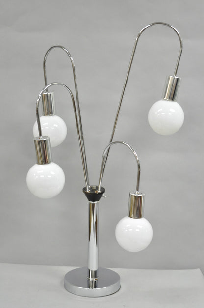 Vintage Mid Century Modern Chrome Space Age 5 Light Sculptural Table Lamp