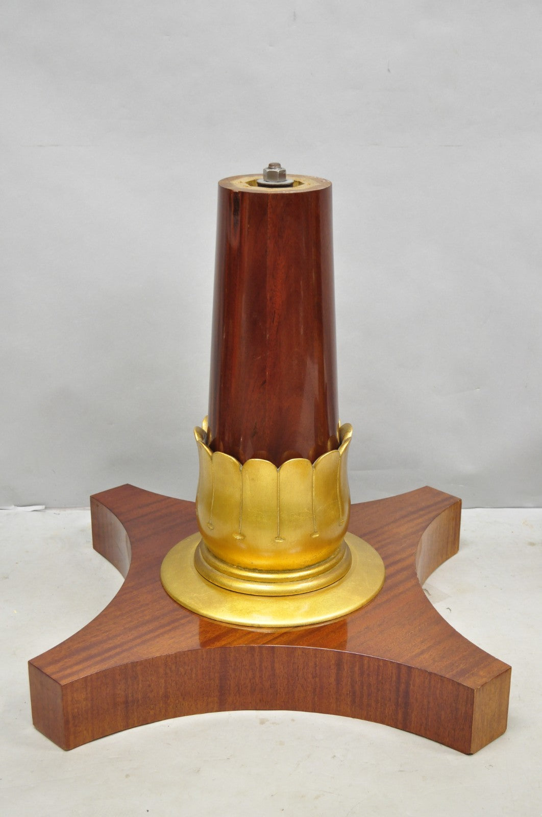 Vintage French Regency Style Mahogany & Gold Gilt Plume Table Pedestal Base (A)