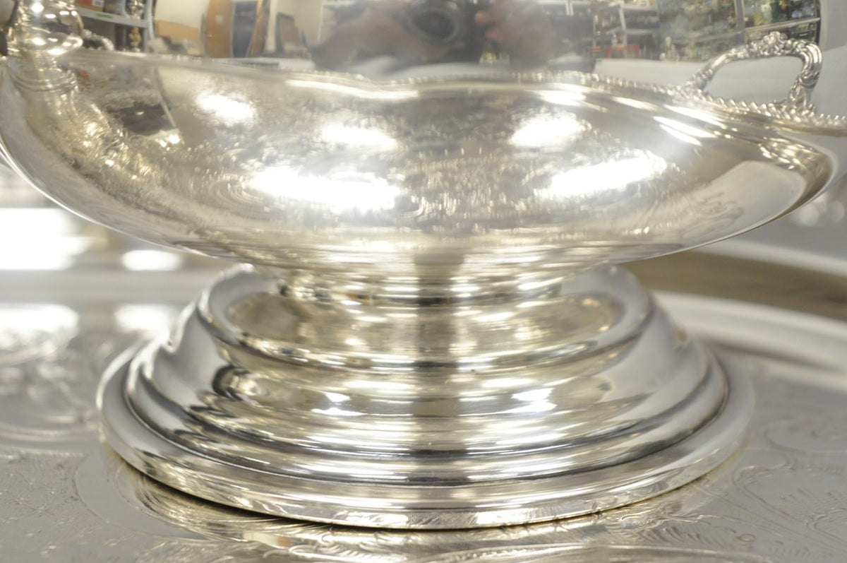 Vintage English Sheffield Edwardian Silver Plated Tea Set w/ Tilting Pot 7 Pcs