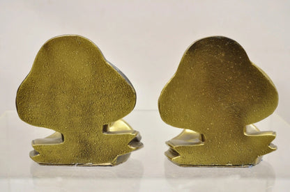 Vintage PM Craftsman Art Deco Brass Figural Clown Head Bookends - A Pair