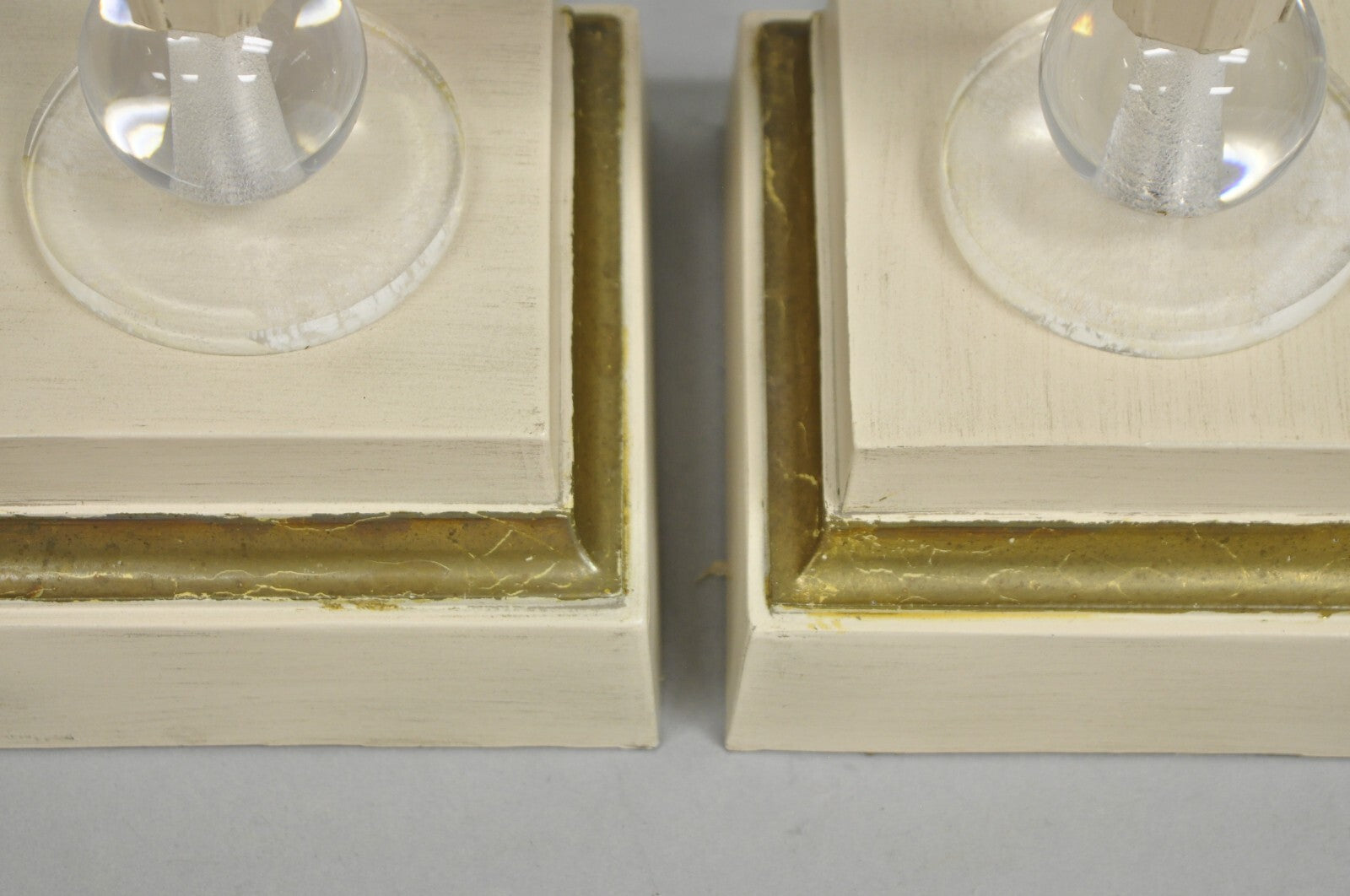 Vintage Art Deco Style Acrylic Lucite Sphere Tapered Table Lamps - a Pair