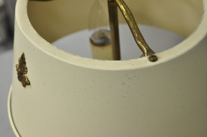 Vintage French Empire Federal Style Small Brass Bouillotte Tole Desk Table Lamp