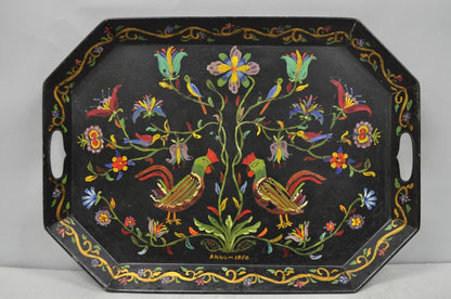 Vintage Lida Bell Clark French Country PA Dutch Hand Painted Toleware Metal Tray