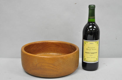 Vintage Mid Century Danish Modern Carved Teak Wood Round Salad Fruit Bowl (B)