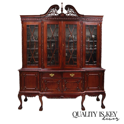 Chippendale Mahogany Ball & Claw Breakfront China Cabinet by Baker of London