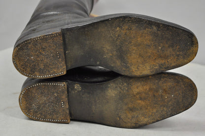 Vintage Maxwell London English Leather Black & Brown Horse Riding Boots w/ Trees