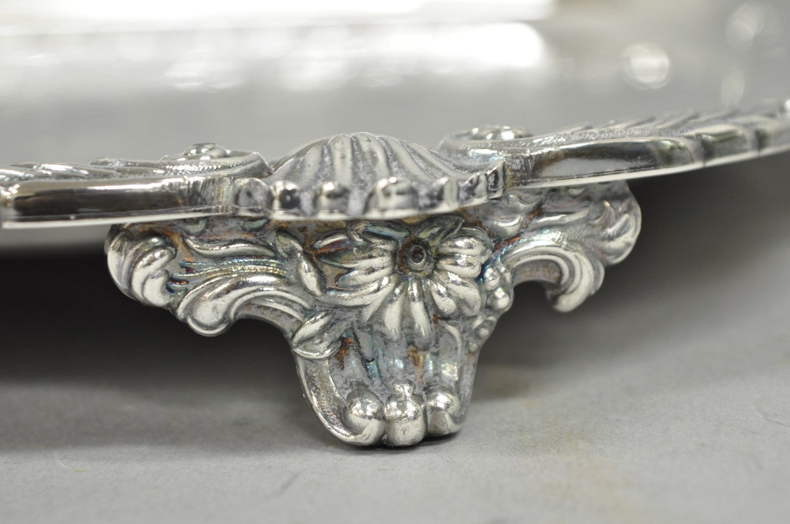 Antique English Victorian Silver Plated Ornate Twin Handle Bar Tray by BSC