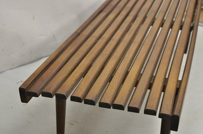 Vintage Mid Century Modern 72" Long Wood Slat Bench 6' Coffee Table