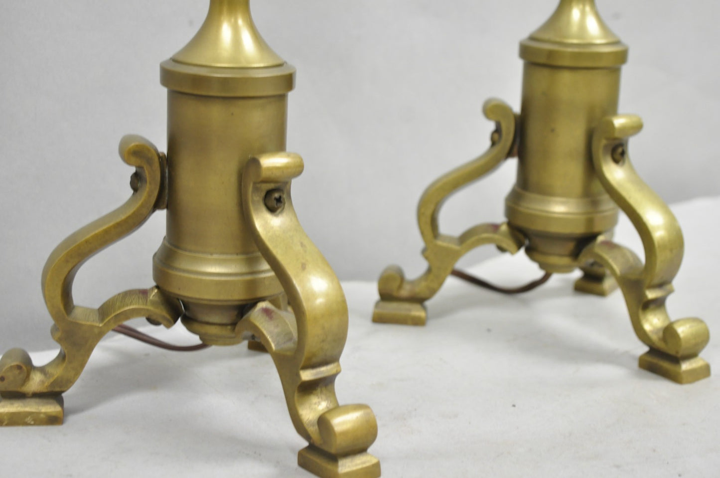 Vintage Federal Style Brass Candlestick Urn Form Table Lamps, Japan - a Pair