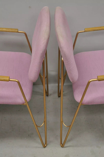 Alessandra Delgado "Bruna" Minimalist Purple Gold Hairpin Lounge Chairs - a Pair