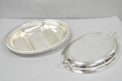 Antique English Regency Silver Plated  Large Covered Serving Dish 'M" Monogram