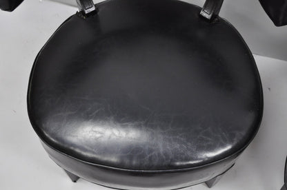 Vintage Mid Century Modern Low Black Barrel Back Lounge Club Chairs - a Pair