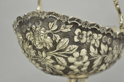 Antique Victorian Japanese Silver Plated Rose Flower Repousse Nut Bowl Dish