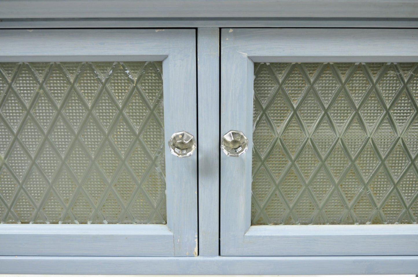 Antique Art Deco Medical Dental Cabinet Blue Painted w/Mirror and 22 Drawers