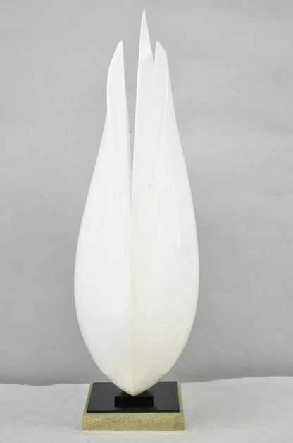 Vintage Roger Rougier White Acrylic Clam Shell Mid Century Modern Table Lamp