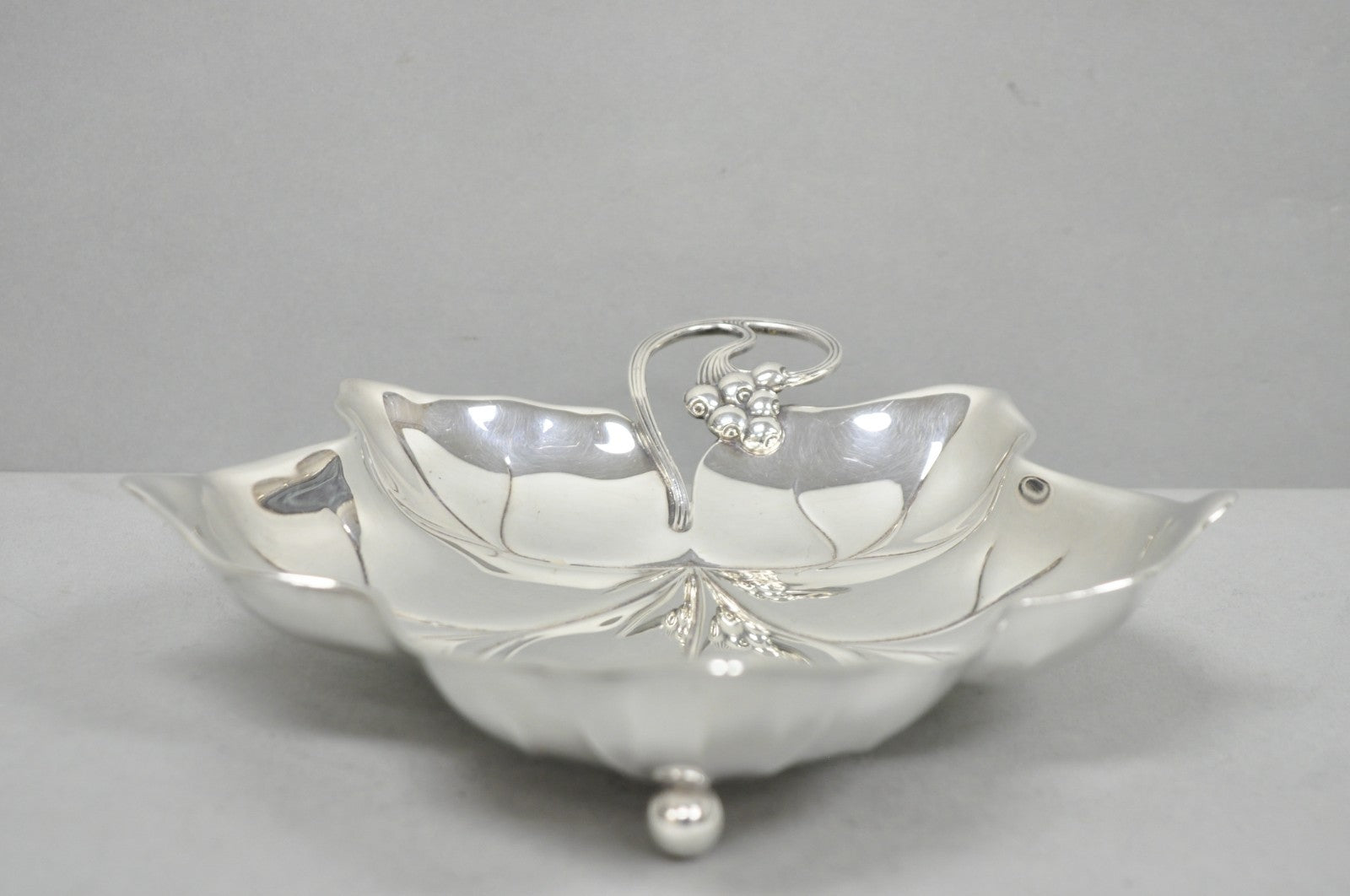 Vintage WMF Germany Small Silver Plated Maple Leaf  9" Trinket Candy Dish Bowl