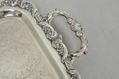 Vintage Old English Poole Silver Plated Footed Narrow Serving Platter Bar Tray