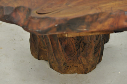 Vintage Mid Century Modern Live Edge 2 Tier Walnut Plant Stand Side Table
