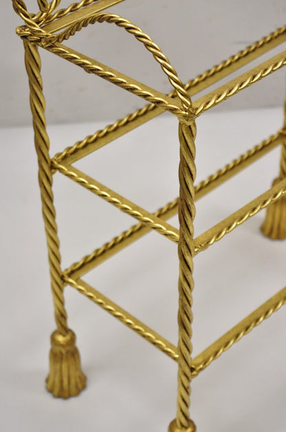 Italian Hollywood Regency Gold Gilt Iron 3 Tier Shelf Small Display Stand (A)