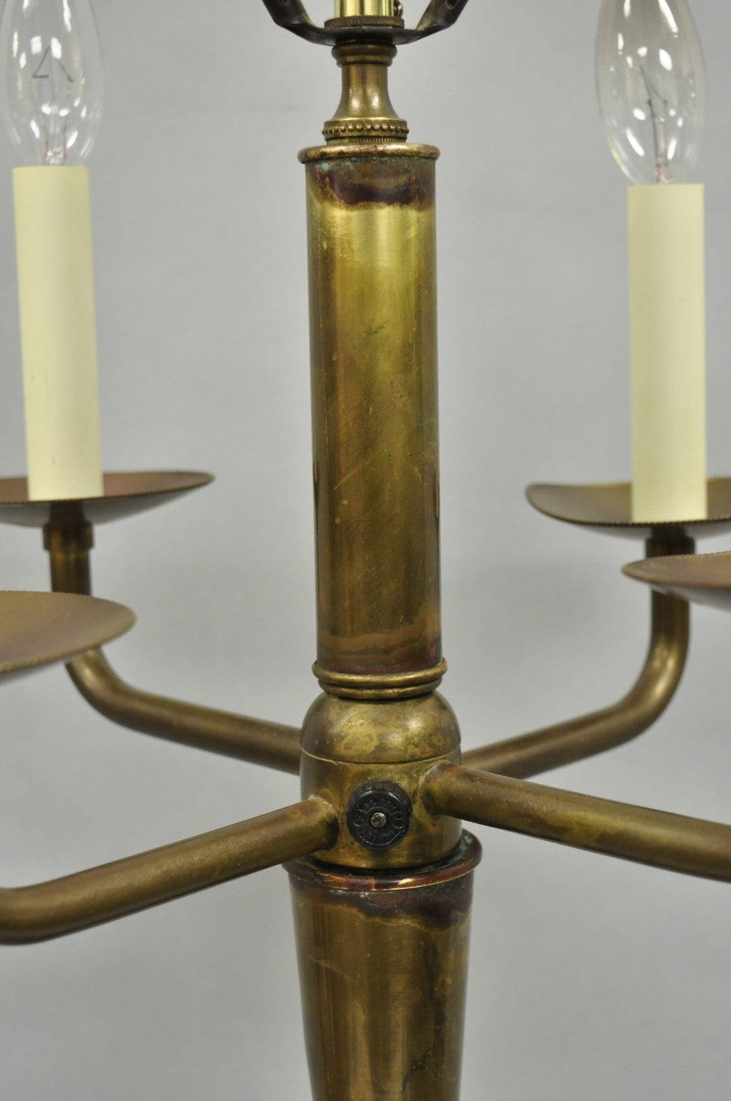 Vintage Tommi Parzinger Style Ceramic Painted "Candles" Brass MCM Table Lamp