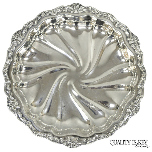 Vintage Victorian Silver Plated "Rose Basket" Round Shallow Serving Platter
