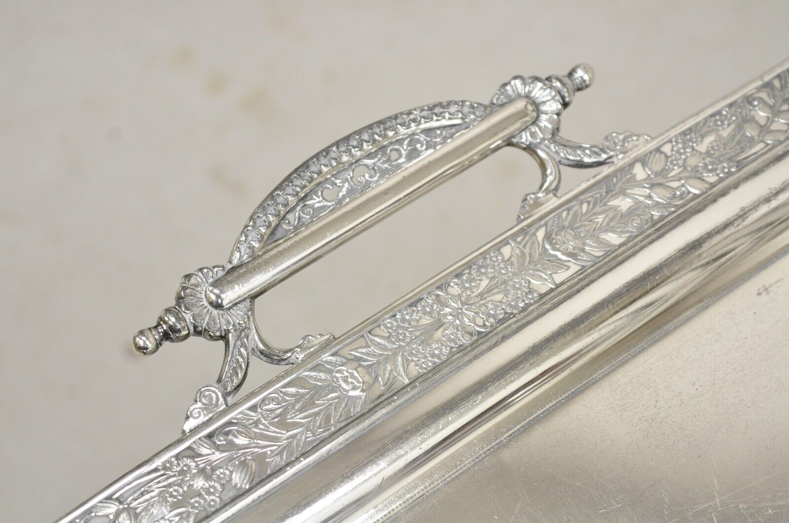 Antique Wilcox Victorian Aesthetic Movement Silver Plated Serving Platter Tray