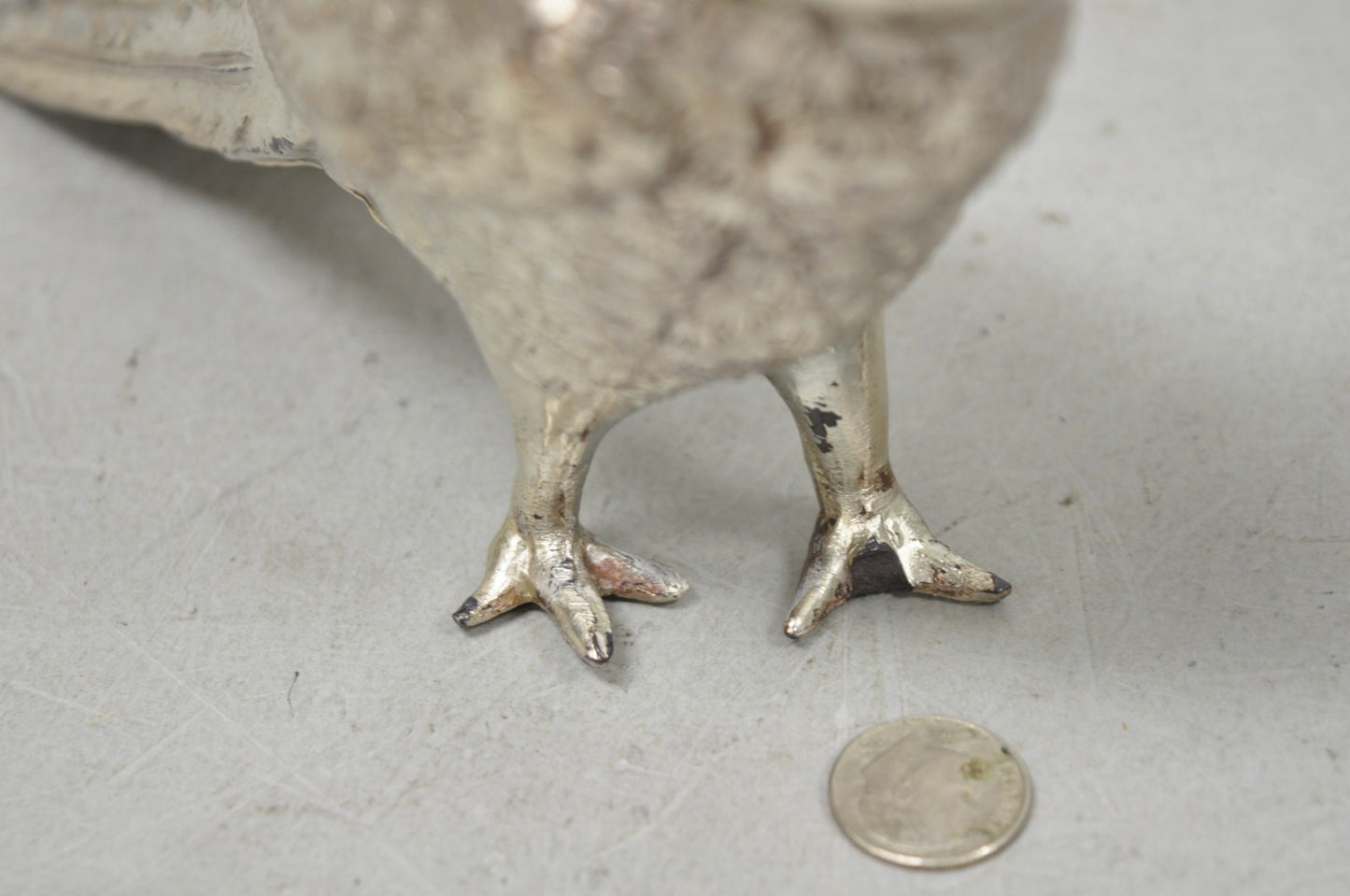 Vintage Mid Century Modern Silver Plated Pheasant Peacock Bird Figurines - Pair