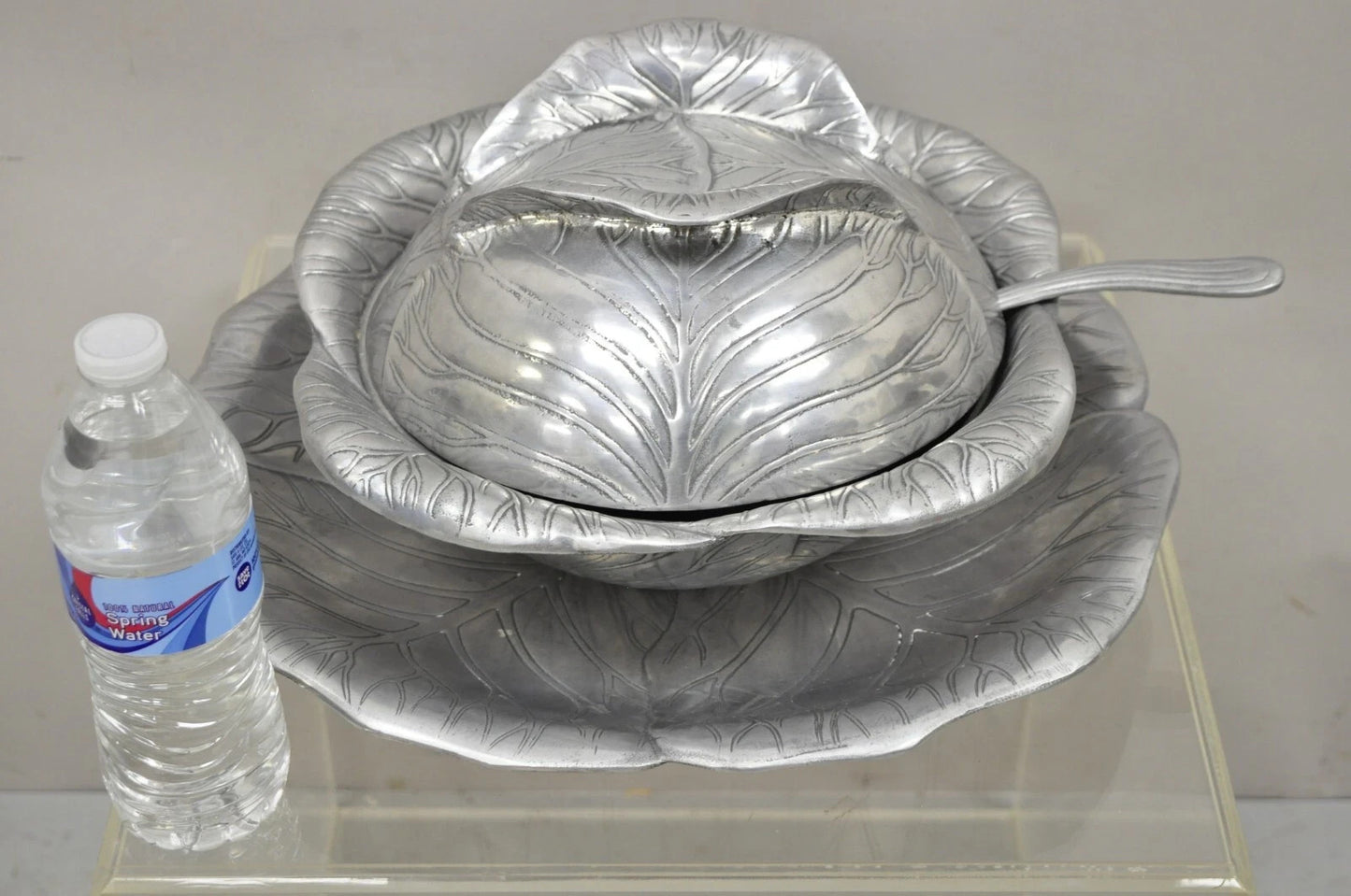 Vintage Arthur Court 1979 Cabbage Lettuce Tureen Serving Bowl Spoon Platter 3 pc