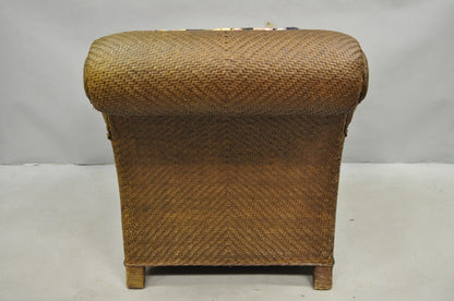 Mark Hampton Collection Hickory Chair Wicker Rattan Lounge Club Chair & Ottoman