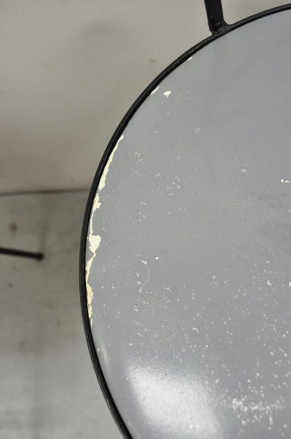 Mid Century Modern Arthur Umanoff Wrought Iron Swivel Counter Bar Stool Pair