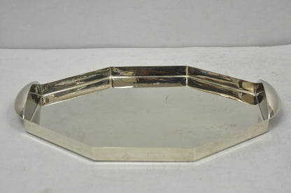 Modern Art Deco Style Silver Plated Nickel Octagonal Vanity Bar Tray "FE"