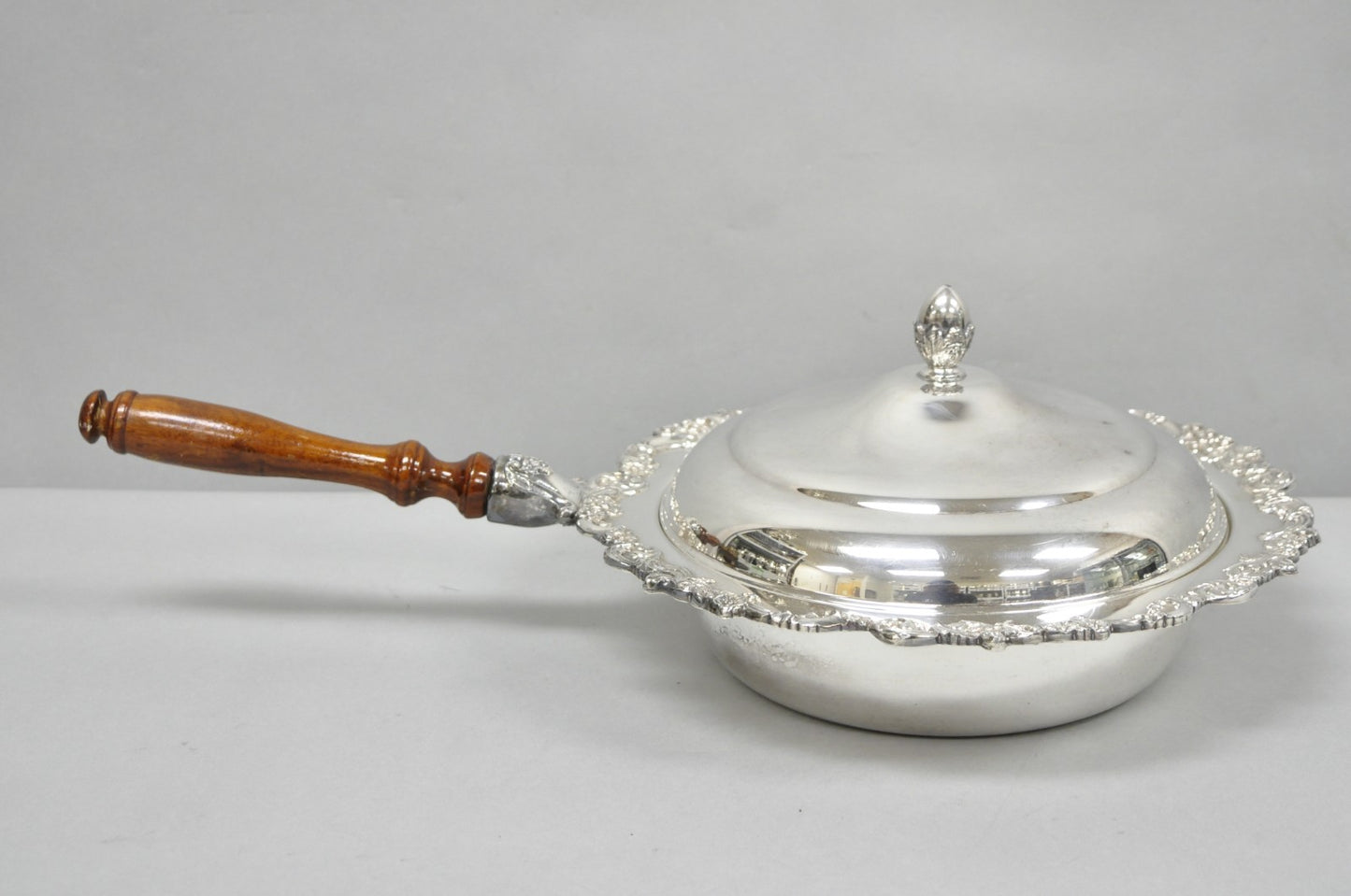 Vintage English Victorian Silver Plated Covered Chafing Dish Serving Platter