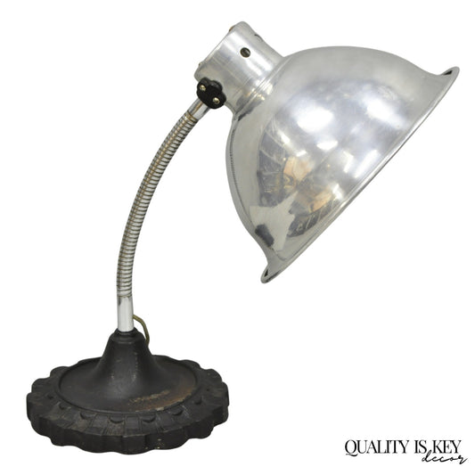 Vintage Industrial Modern Steampunk Cast Iron Gear Gooseneck Task Table Lamp