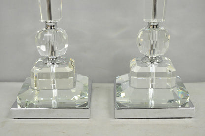 Contemporary Modern Hollywood Regency Glamorous Lead Crystal Table Lamp - a Pair
