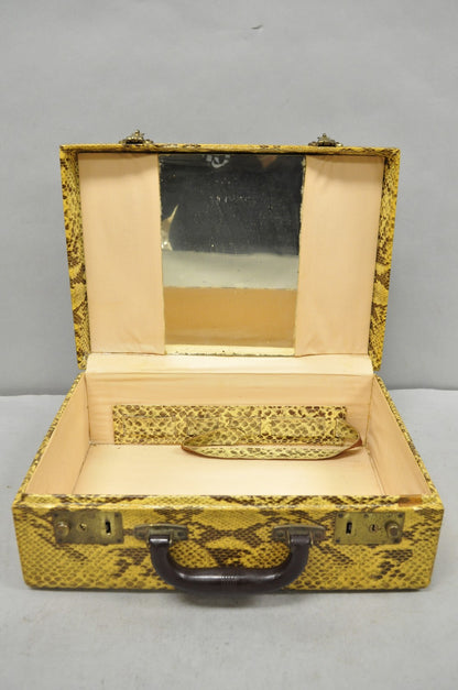 Vintage Mid Century Modern Faux Python Snakeskin Travel Toiletry Case Suitcase