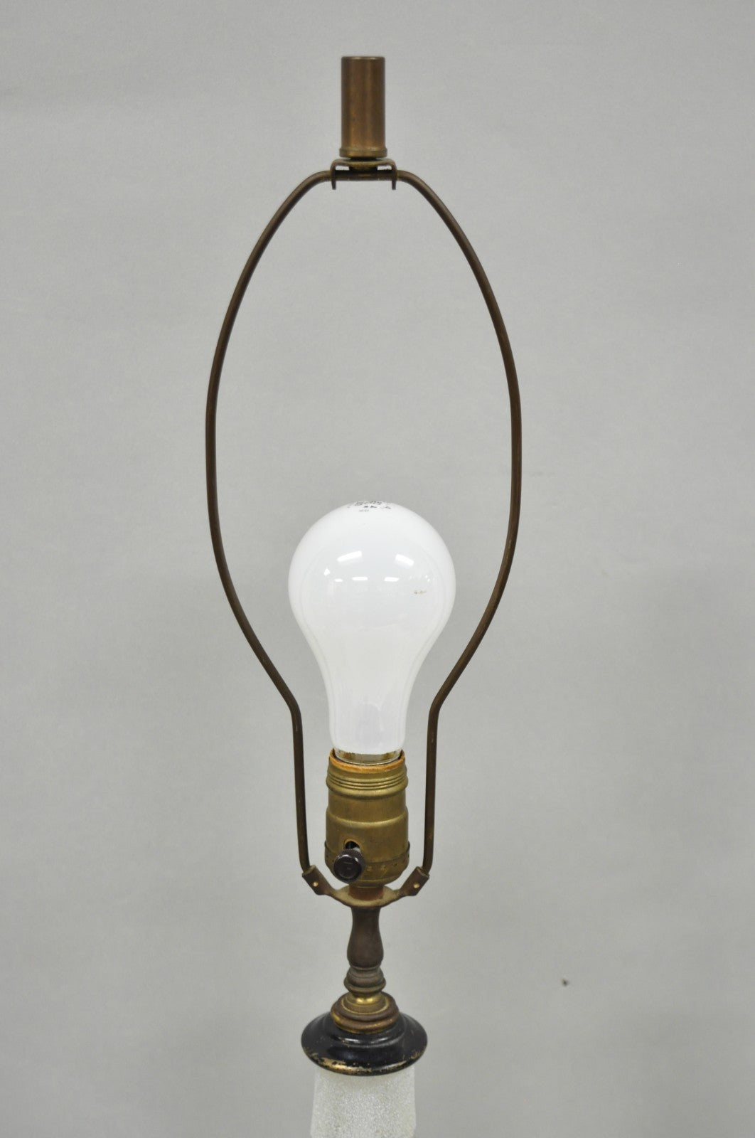 Vintage Mid Century Modern Sculpted Frosted Glass Gold Wavy Table Lamps - a Pair