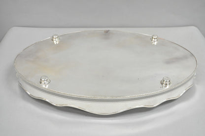 Antique English Edwardian Sheffield Silver Plated 24" Serving Platter Bar Tray