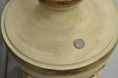 Vintage Italian Hollywood Regency Carved Wood "Burning Flame" Table Lamps - Pair