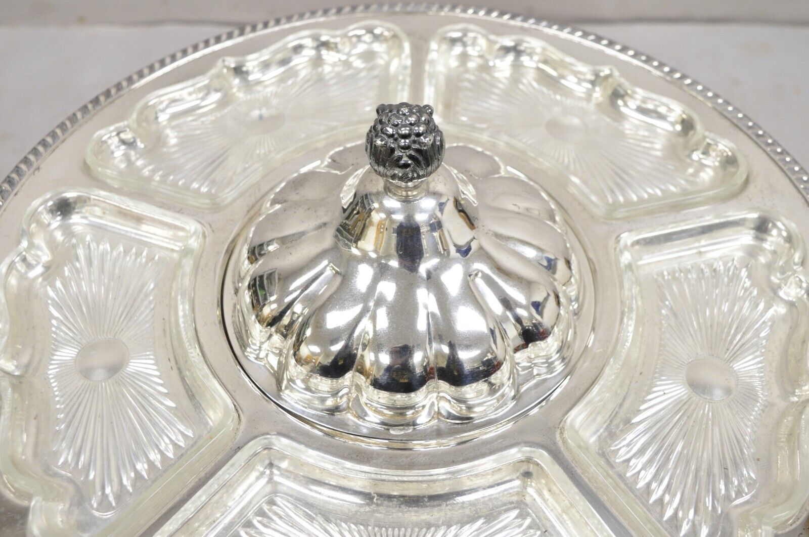 Vintage Victorian Silver Plated Lazy Susan Revolving Serving Platter Tray