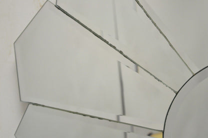 Vintage Hollywood Regency Beveled Glass Sunburst Flower Petal Wall Mirror