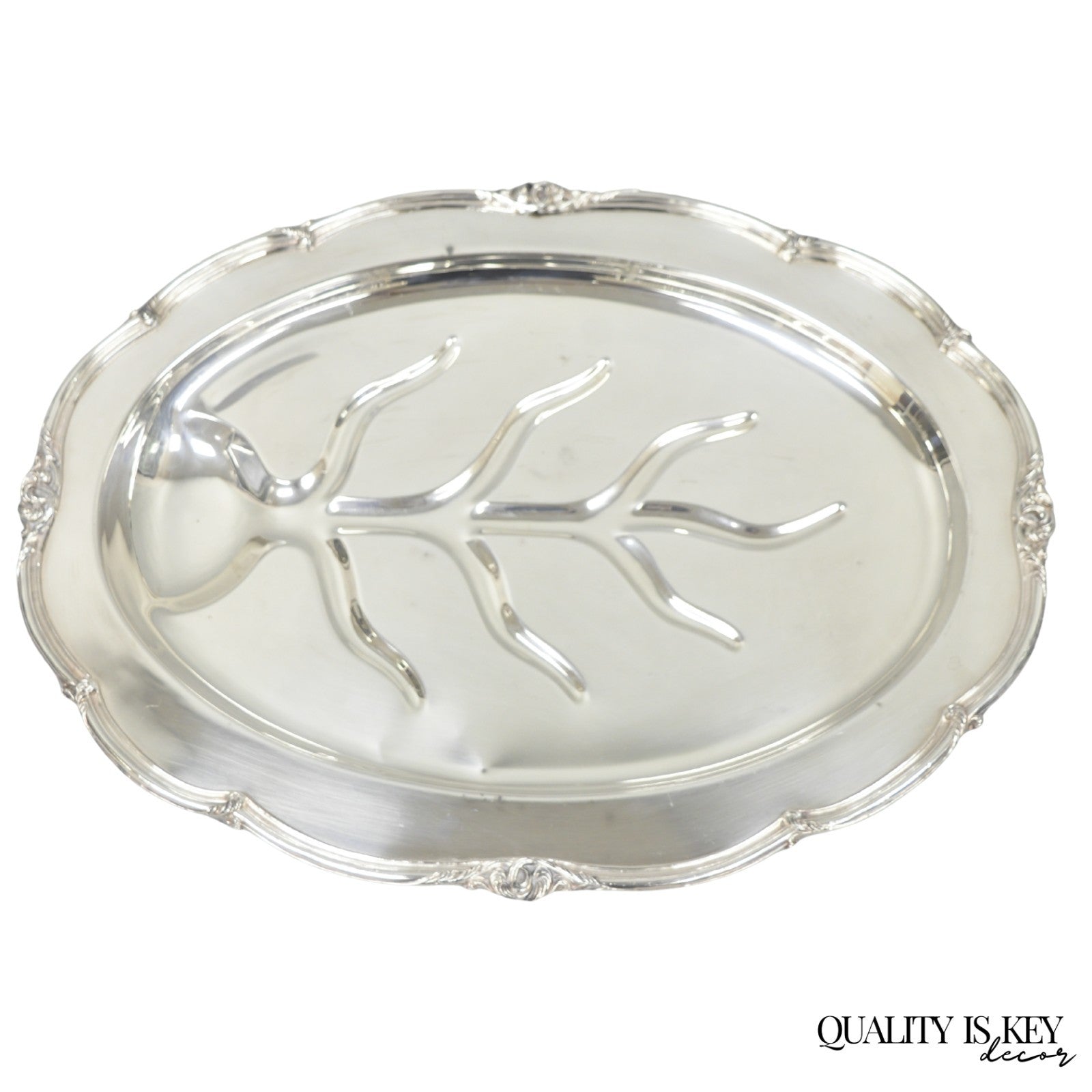 Vintage Amston Victorian Silver Plated Meat Cutlery Oval Serving Platter Tray