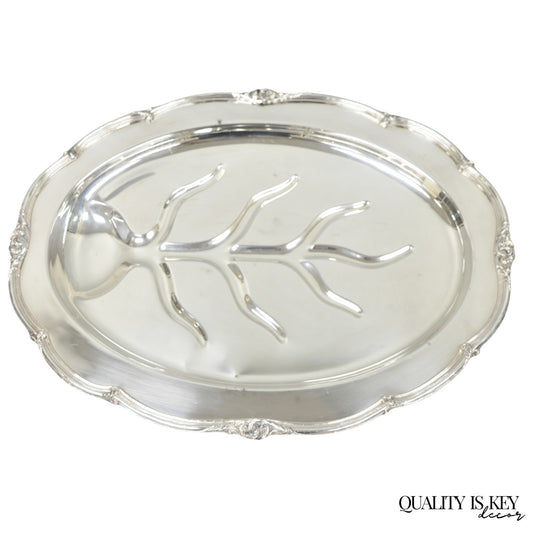 Vintage Amston Victorian Silver Plated Meat Cutlery Oval Serving Platter Tray