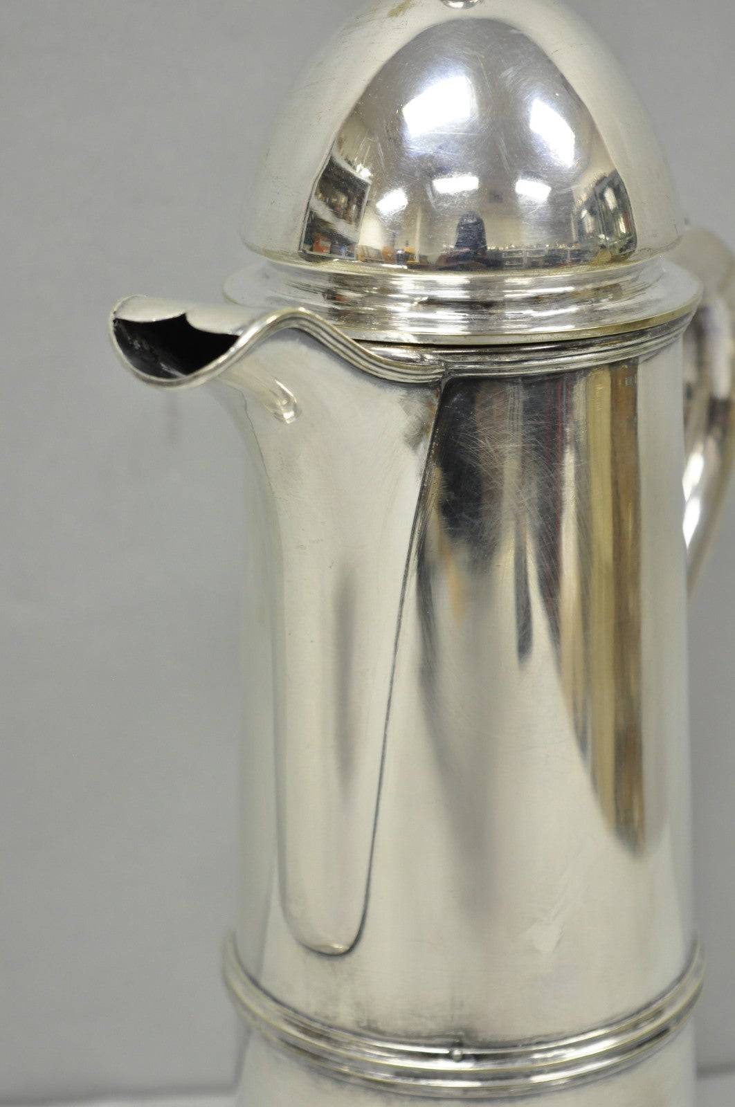 Antique English Regency Silver Plated Flagon Pitcher w/ Heart Handle
