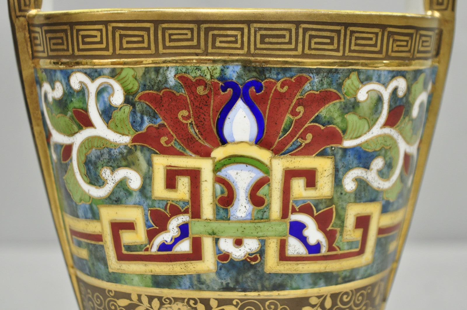 Antique Nippon Morimura Art Deco Hand Painted Porcelain Top Handle Bucket Vase